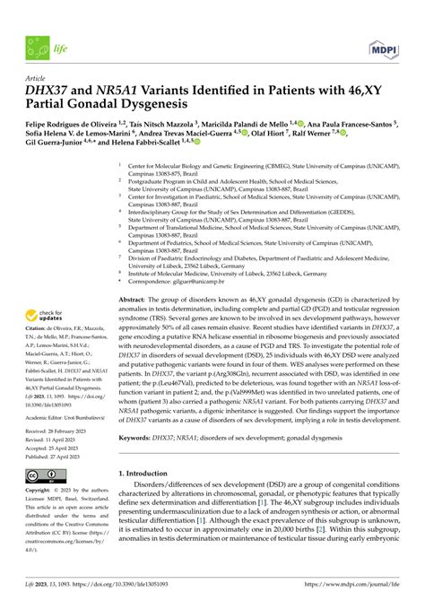 Pdf Idhx37 And Nr5a1 Variants Identified In Patients With 46xy