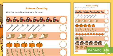 My Counting Worksheet Autumn Professor Feito Twinkl