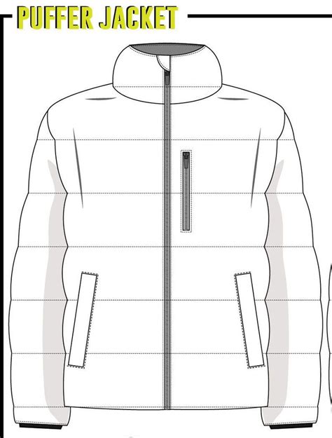 Vector Mens Puffer Jacket Svg Flat Sketch For Adobe Etsy Puffer