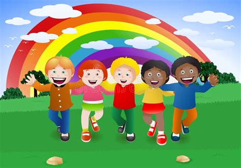 Five Children Holding Hands Stock Illustration Image 64648072