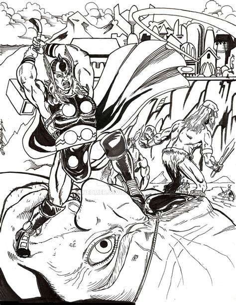 Inked Thor Vs Frost Giants By Wedmer On Deviantart