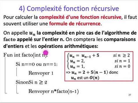 Algo Chap R Cursivit Part Complexit D Un Algo R Cursif