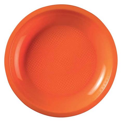 10 Assiettes plates rondes plastique réutilisable orange 22 cm