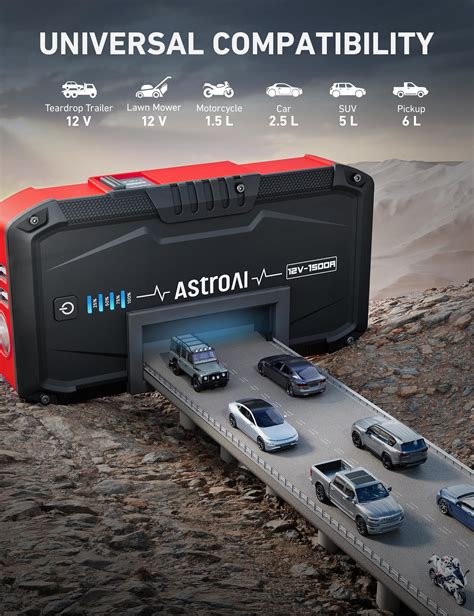 AstroAI S8 Car Battery Jump Starter 1500A Battery 12V Portable Jump