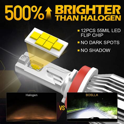 9007 LED Headlight Bulbs 140W 16800LM 6500K White Boslla Led