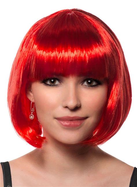 Red Bob Costume Wig With Fringe Womens Short Red Costume Wig