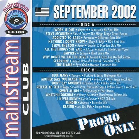 Promo Only Mainstream Club September Cd Discogs