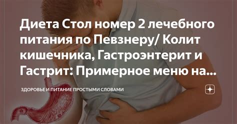 Диета Стол номер 2 лечебного питания по Певзнеру Колит кишечника