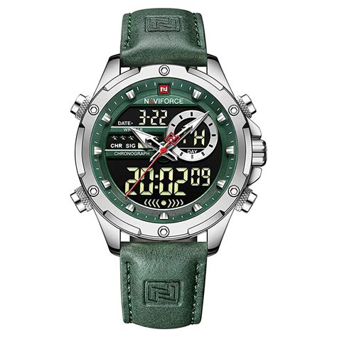 Naviforce Mens Analog Digital Watch Green Vivid Nuance South