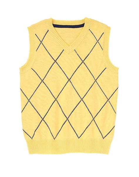 Sunny Yellow Windowpane Plaid Sweater Vest Boys 3 12 Years Toddler