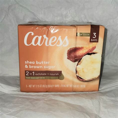 Caress Shea Butter And Brown Sugar Soap Exfoliating 3 Bars