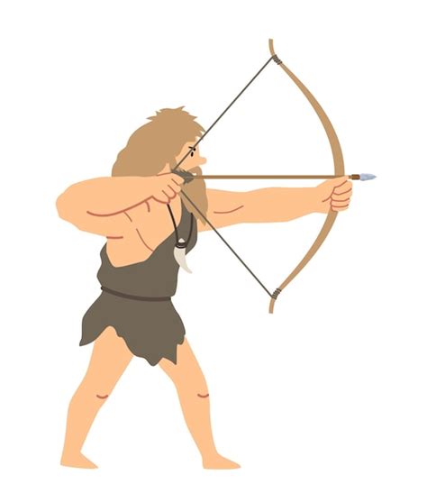 Premium Vector Primitive Man With Bow