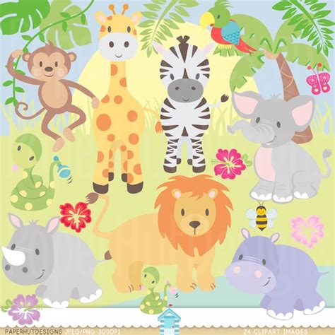 Jungle Animal Clipart-Safari Clipart-Jungle Clip Art-Zoo | Etsy