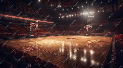 Premium AI Image | A basketball court with a basketball hoop and the ...