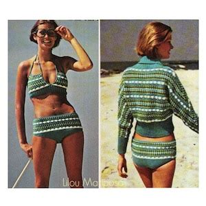 Crochet Bikini Pattern Vintage S Bikini And Sweater Beach Cover Crochet Top Pattern Bohemian