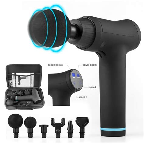 Xtremepowerus Premium Electric Massage Gun Cordless With 6 Massage Heads Lcd W Carrying Case