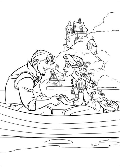 Flynn Y Rapunzel En Barco Para Colorear Imprimir E Dibujar