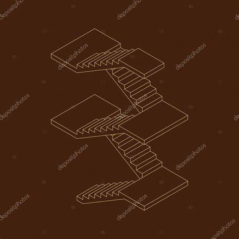 Escalera Con Plataformas Ilustraci N Del Esquema Vectorial Proyecci N