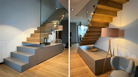 Treppenbau Heinlein Design Faltwerktreppe Mit Unterschrank Und