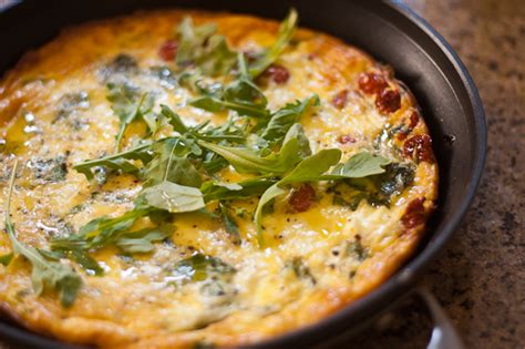 Erins Food Files Roasted Tomato Arugula And Goat Cheese Frittata