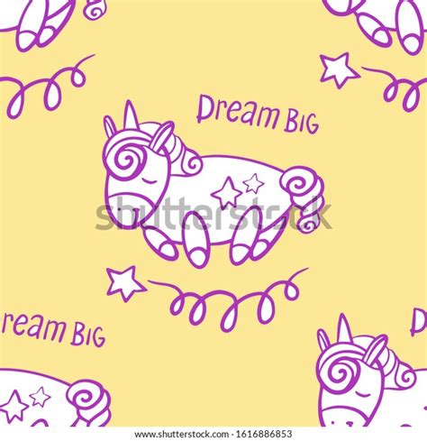 Cute Seamless Pattern Little Cartoon Pony Stock Vector Royalty Free