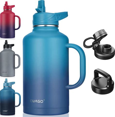 Amazon CIVAGO 64 Oz Insulated Water Bottle Jug With Straw And