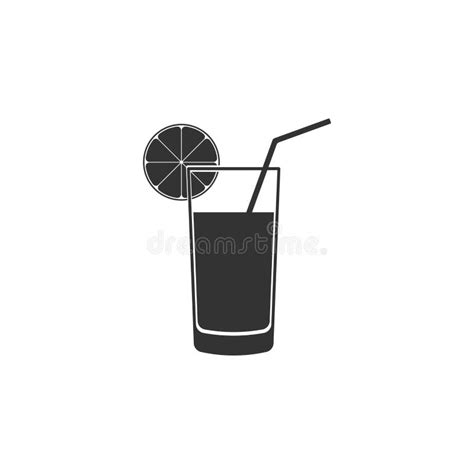 Glass Of Juice Icon Isolated Orange Slice And Tube For Drinking