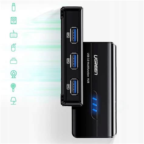 Adapter Sieciowy Ugreen 20265 USB A RJ45 1000 Mbps HUB 3x USB 3 0