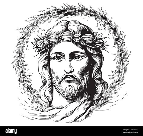 Abstract Face Of Jesus Hand Drawn Sketch Religion Illustration Stock Vector Image And Art Alamy