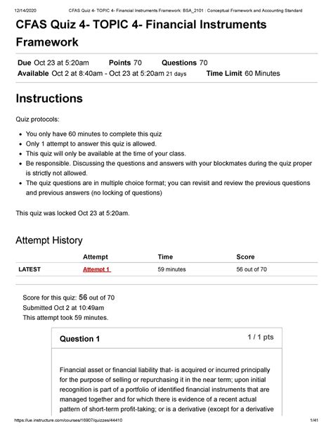 Cfas Quiz Topic Financial Instruments Framework Bsa Conceptual