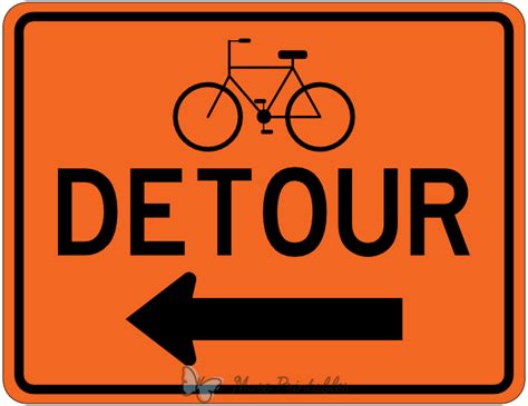 Printable Bicycle Detour Left Sign