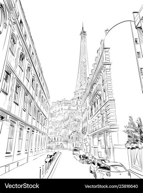 Eiffel Tower Sketch Paris France Royalty Free Vector Image