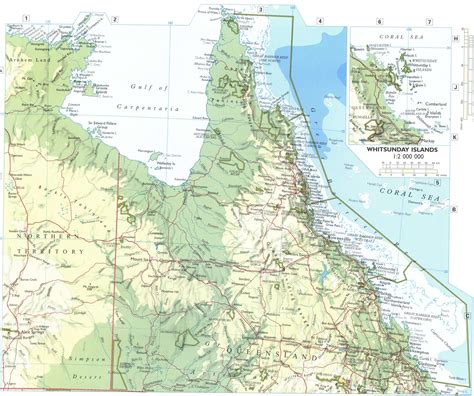 Map of Eastern Australia with cities and towns, rivers and mountains