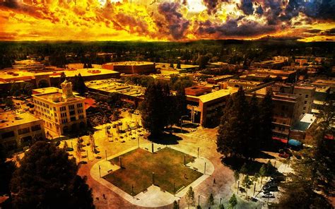 Old Courthouse Square in Santa Rosa, California, seen on sunset Digital Art by Watch and Relax