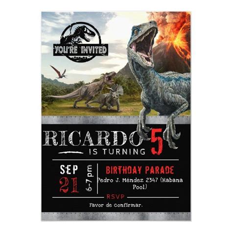 Invitación Cumpleaños jurásico del dinosaurio del mundo el Zazzle