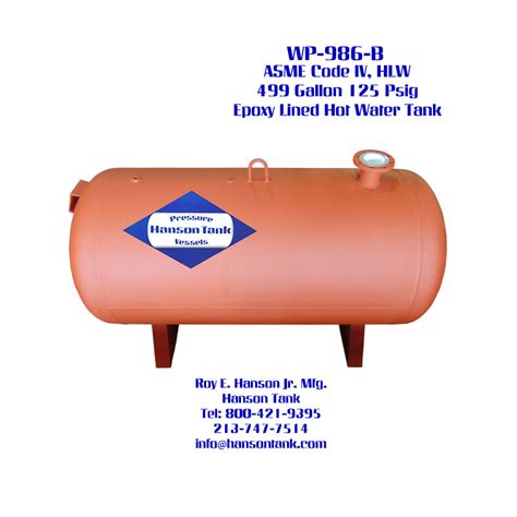 Wl B Gallon Hlw Hot Water Tank Asme Hanson Tank My XXX Hot Girl