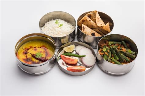 Premium Photo Indian Vegetarian Lunch Box Or Tiffin Made Up Of