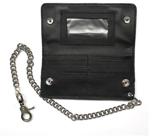 Credit Card Biker Wallet With Chain Black Oil Tanned Leather