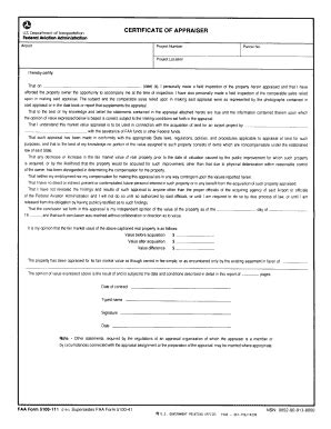 Fillable Online Faa Certificate Of Appraiser Faa Fax Email Print