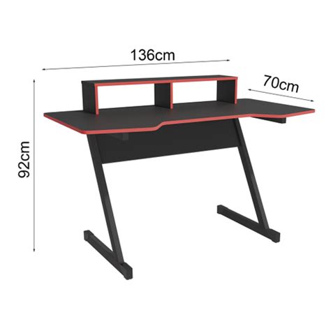 Mesa Computador Gamer 136cm Kappesberg L100 Preta E Vermelha Em