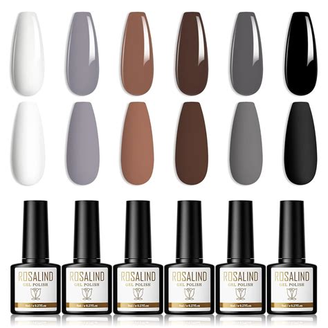 Rosalind Gel Nagellack Wei Schwarz Braun Grau Shellac Set Farben Uv