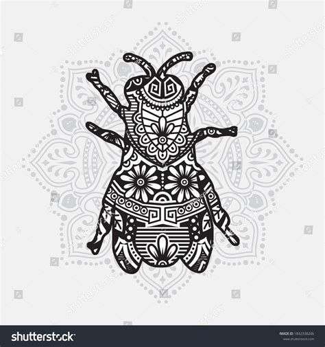 Vector Illustration Insect Mandala Coloring Book Stock Vector Royalty