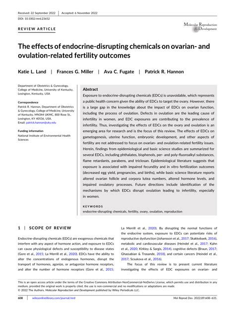 PDF The Effects Of Endocrinedisrupting Chemicals On Ovarian And