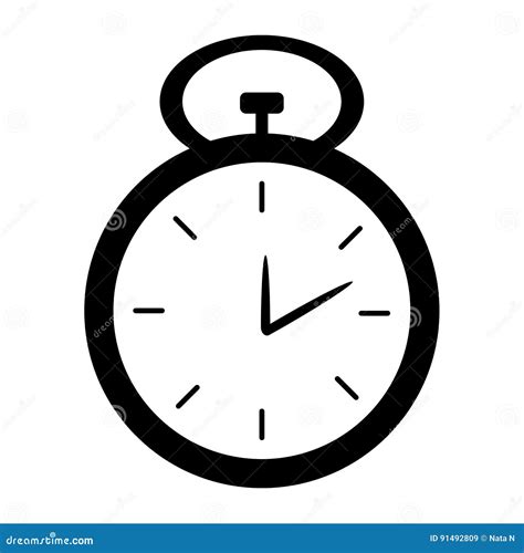 Reloj Blanco Y Negro En El Fondo Blanco Ilustración Del Vector