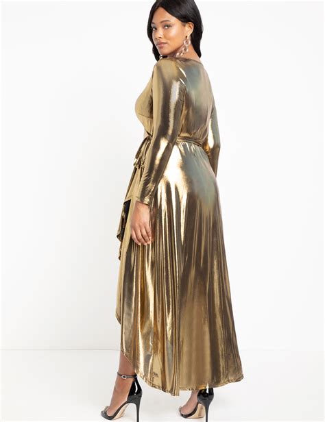 Metallic Maxi Wrap Dress Womens Plus Size Dresses Eloquii Maxi