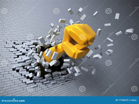 Breaking Brick Wall By Hand Stock Illustration Illustration Of Break