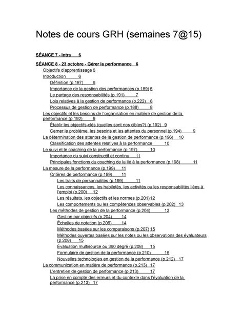 Notes de cours GRH FINAL Notes de cours GRH semaines 7 15 SÉANCE