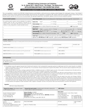 Fillable Online Spe APPLICATION CONTRACT FOR EXHIBITION SPACE Spe Fax