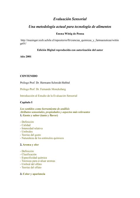 Evaluacion Sensorial De Wittig Evaluaci N Sensorial Una Metodolog A