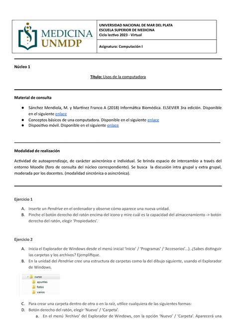 APV 1 Nucleo 1 Usos De La Computadora UNIVERSIDAD NACIONAL DE MAR DEL